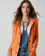 Chaqueta informal con botones frontales y bolsillos para mujer