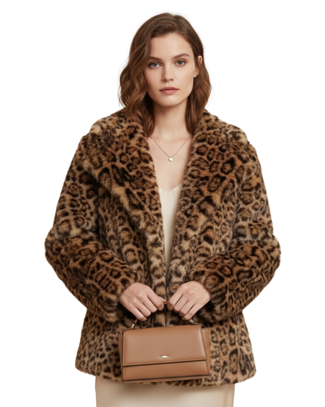 Abrigo de pelo sintético elegante para mujer