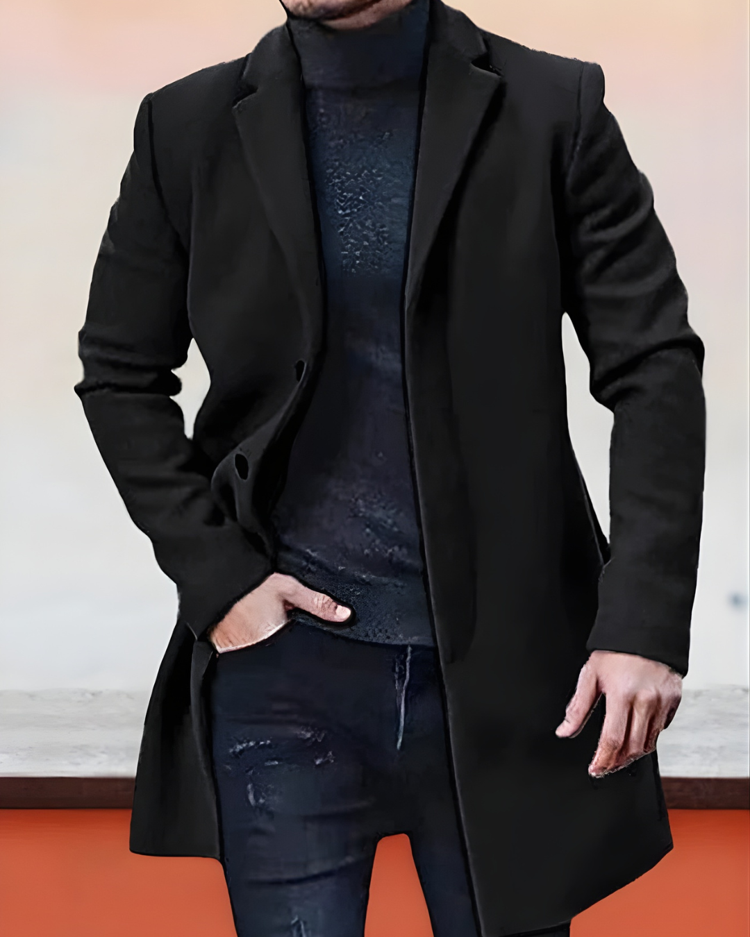 Abrigo clásico con solapas para hombre