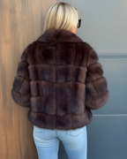 Abrigo de Piel Sintética Fina Con un Toque de Glamour y Calidez Ligera Para Mujer