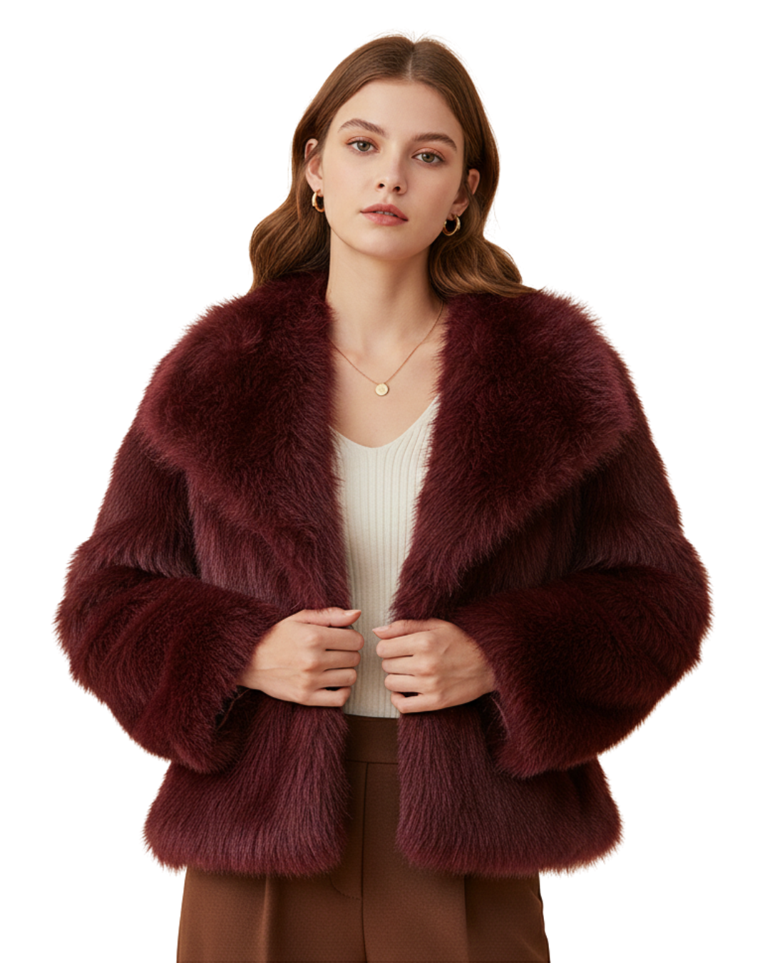 Abrigo de pelo sintético elegante para mujer