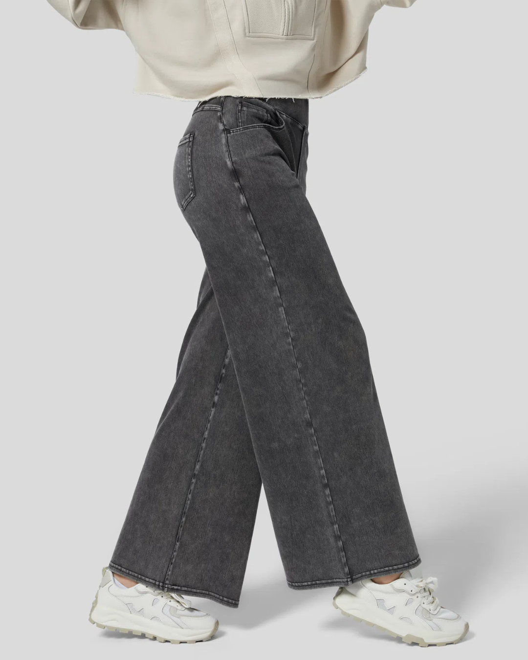 Pantalón Ancho de Cintura Alta con Varios Bolsillos para Mujer