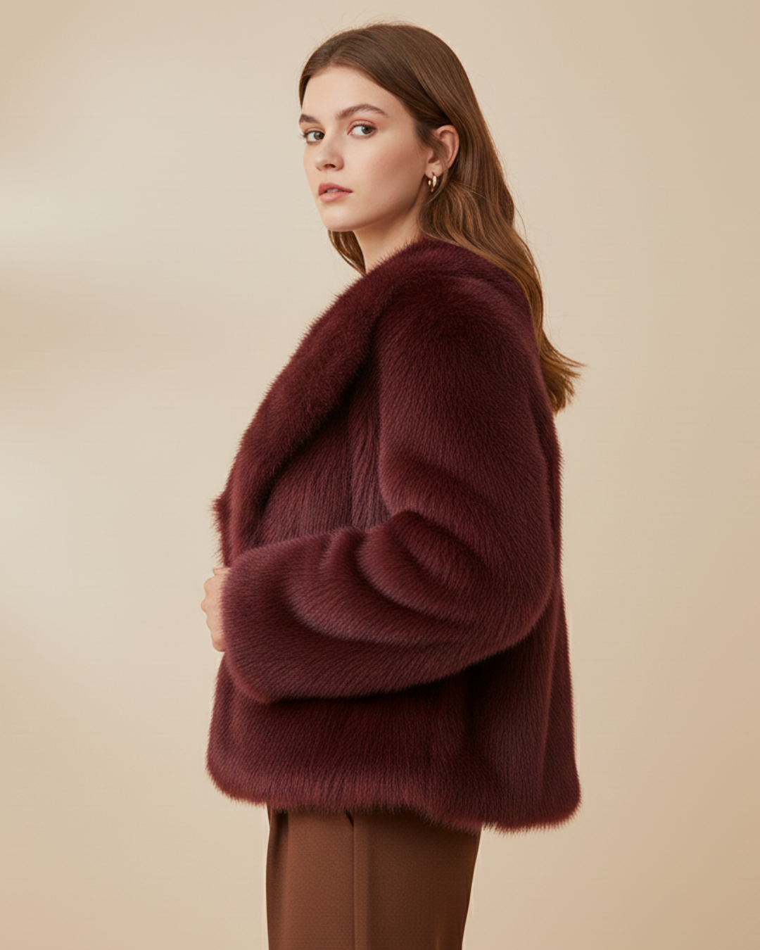 Abrigo de pelo sintético elegante para mujer®