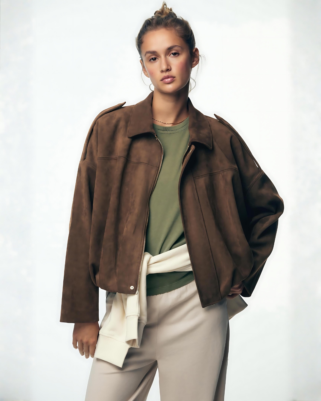 Chaqueta Bomber Versátil de Textura Exclusiva Para Mujer