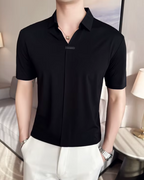 Polo de Hombre de Gran Elasticidad, Ligero, Suave y Resistente a las Arrugas en Color Liso