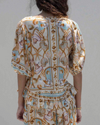 Blusa Boho Azul marino con Estampado de Conchas y Estrellas de mar®