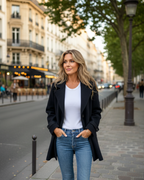 Chaqueta elegante informal de otoño con cuello entallado®