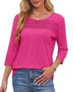 Blusa de Punto Ligero con Cuello Redondo y Manga 3/4 para Mujer
