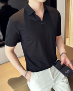 Polo de Hombre de Gran Elasticidad, Ligero, Suave y Resistente a las Arrugas en Color Liso