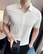 Polo de Hombre de Gran Elasticidad, Ligero, Suave y Resistente a las Arrugas en Color Liso