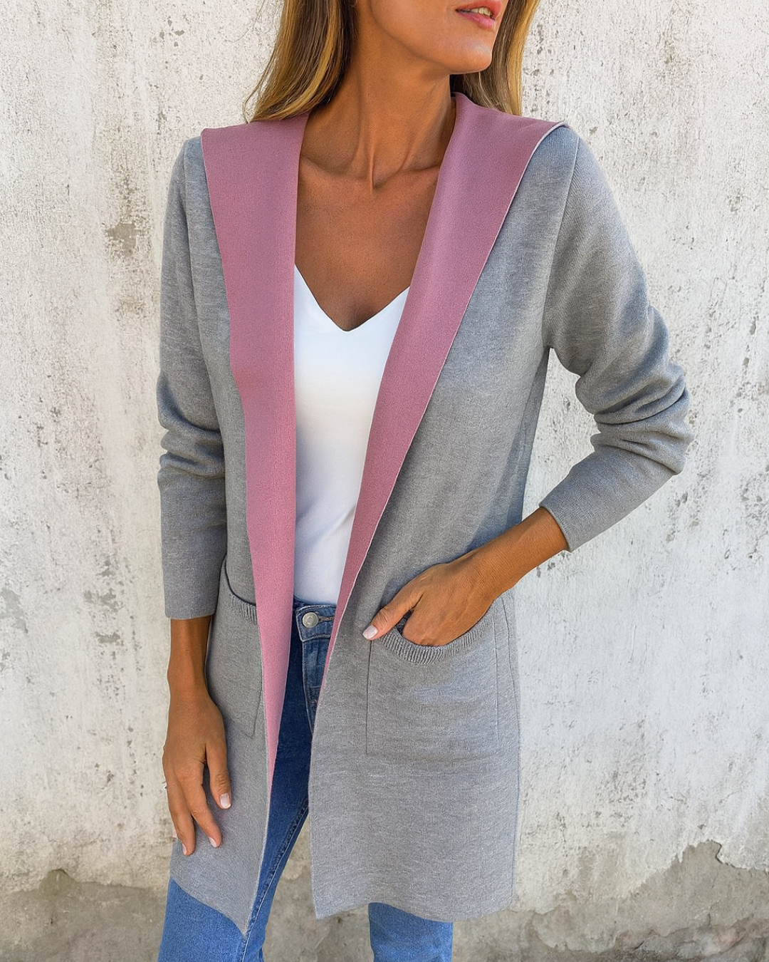 Abrigo casual con capucha para mujer