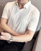 Polo de Hombre de Gran Elasticidad, Ligero, Suave y Resistente a las Arrugas en Color Liso