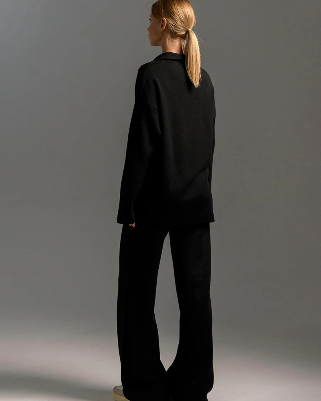 Conjunto de 2 Piezas para Mujer, Sudadera con Cuello de Polo y Pantalón de Pierna Ancha®