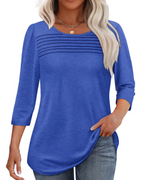 Blusa de Punto Ligero con Cuello Redondo y Manga 3/4 para Mujer