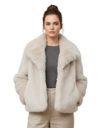 Abrigo de pelo sintético elegante para mujer