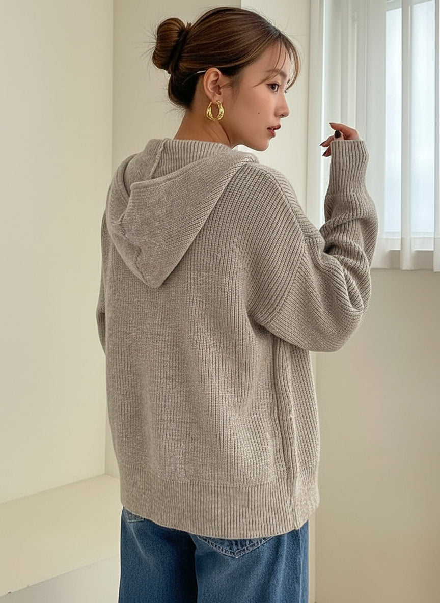 Cárdigan con Capucha de Estilo Relajado Para Mujer