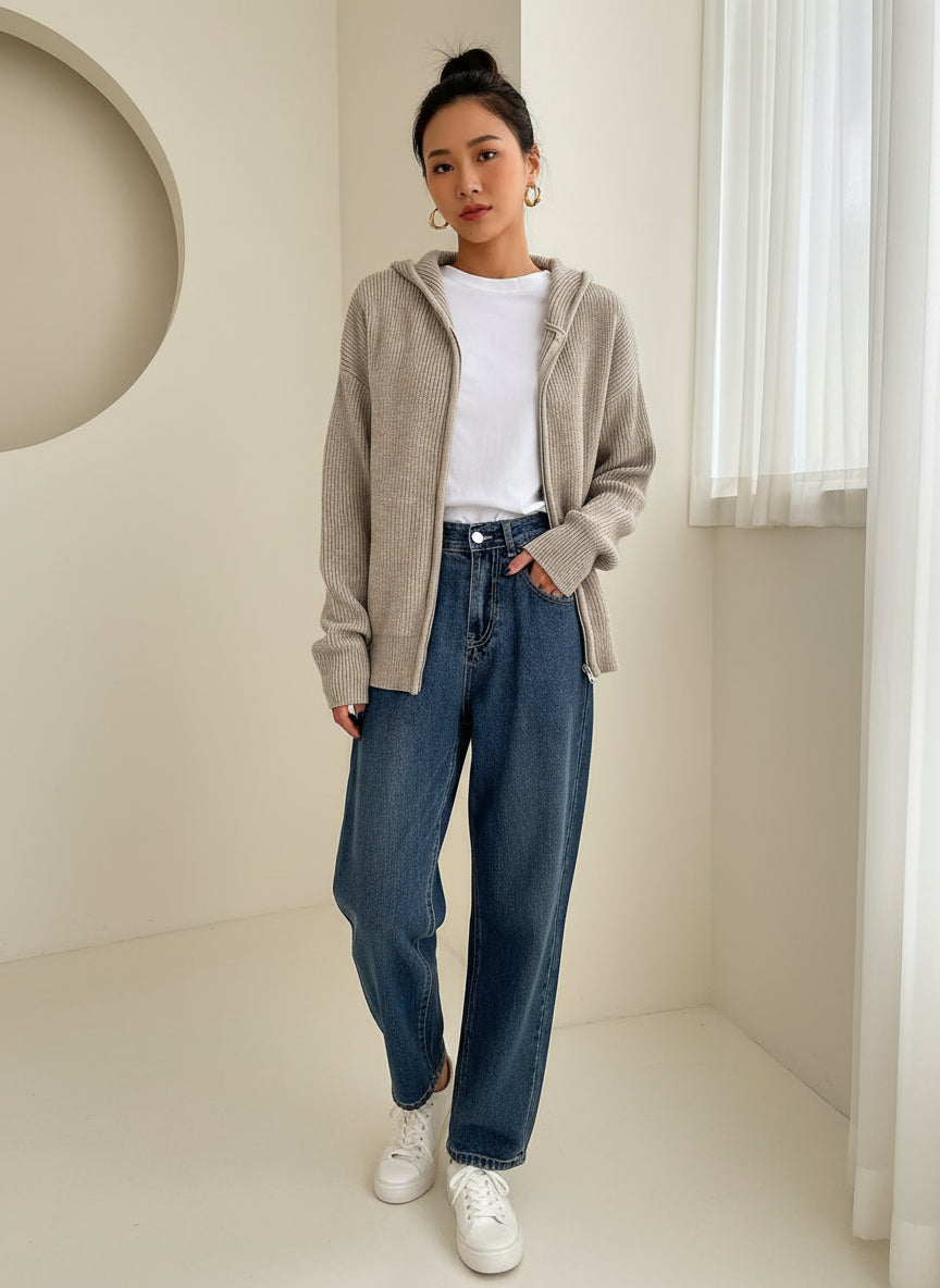 Cárdigan con Capucha de Estilo Relajado Para Mujer
