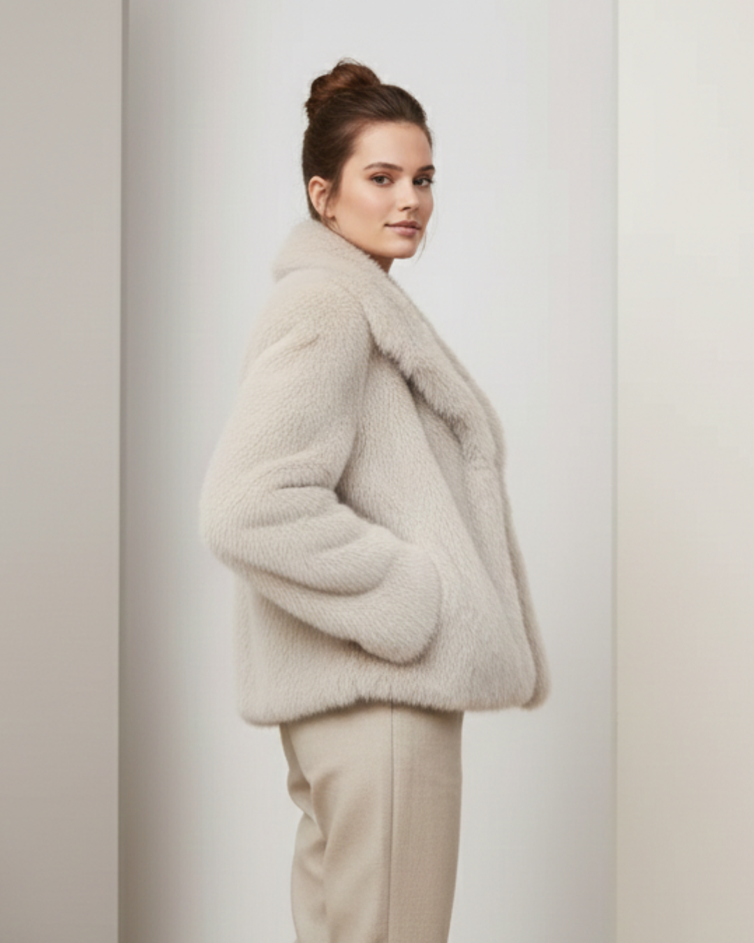 Abrigo de pelo sintético elegante para mujer®