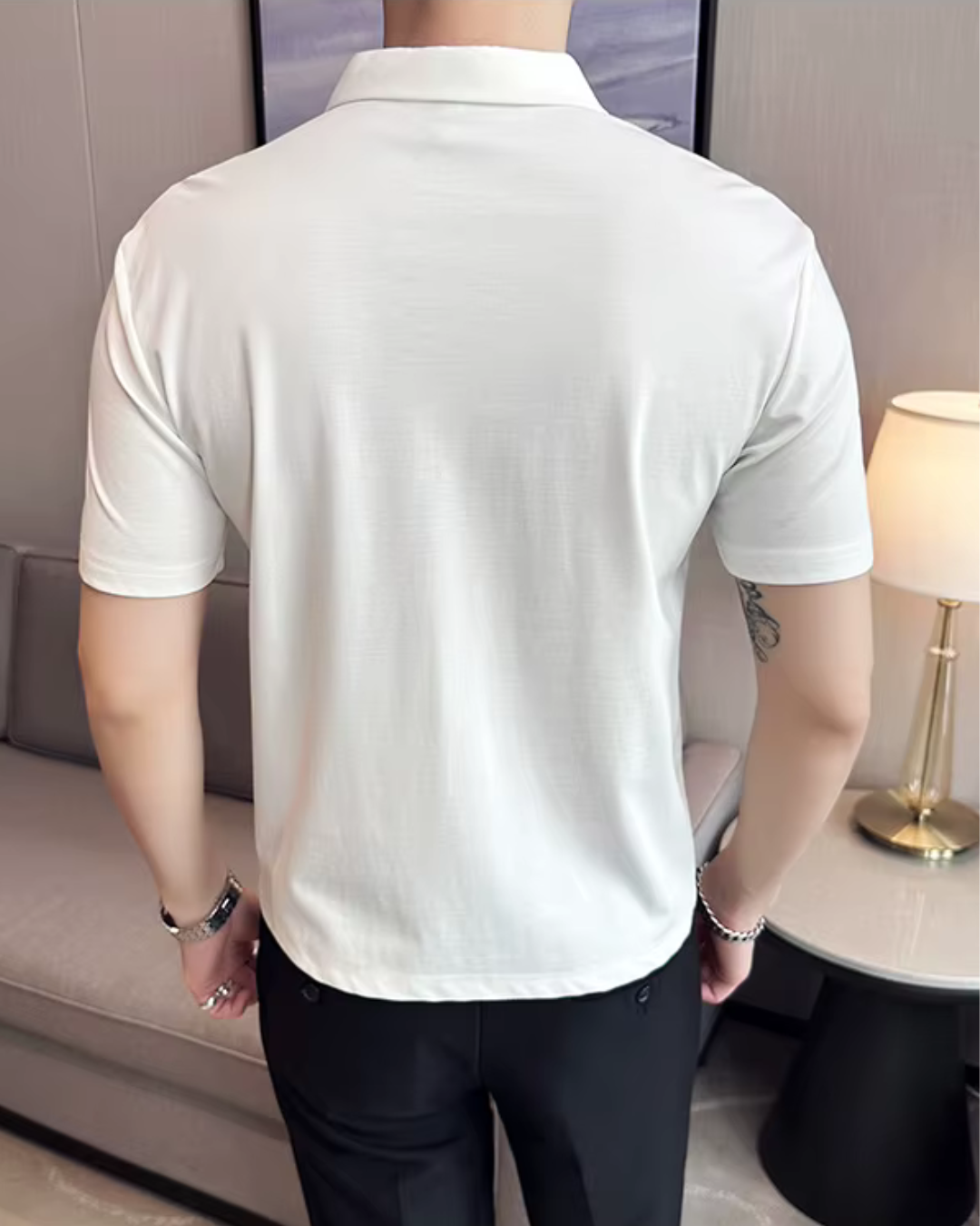 Polo de Hombre de Gran Elasticidad, Ligero, Suave y Resistente a las Arrugas en Color Liso